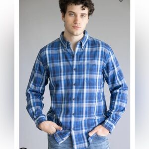 NWT Weatherproof Vintage Men's Casual Blue Faded Denim Plaid Shirt XXL